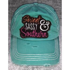 Sweet Sassy & Southern Distressed Green Adjustable Hat
